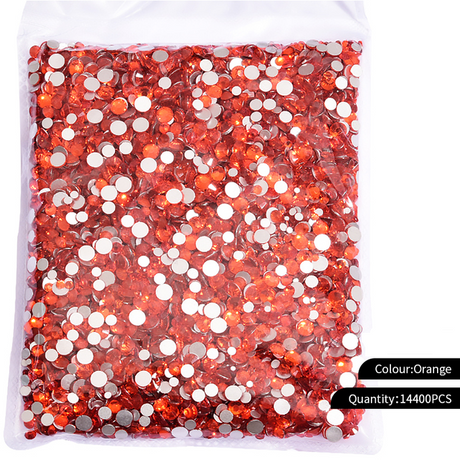 Big Bag Hot Fix Rhinestones - Orange, Loose Rhinestones, 100 Gross (1 Bag)