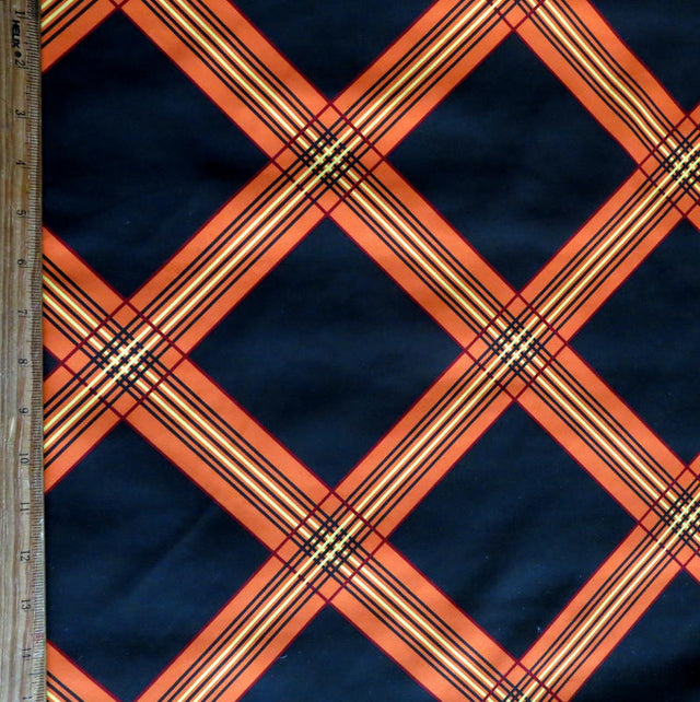 Microfiber Boardshort Fabric Red/Orange Diamond on Brown