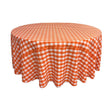 Orange Polyester Checkered Round 120″