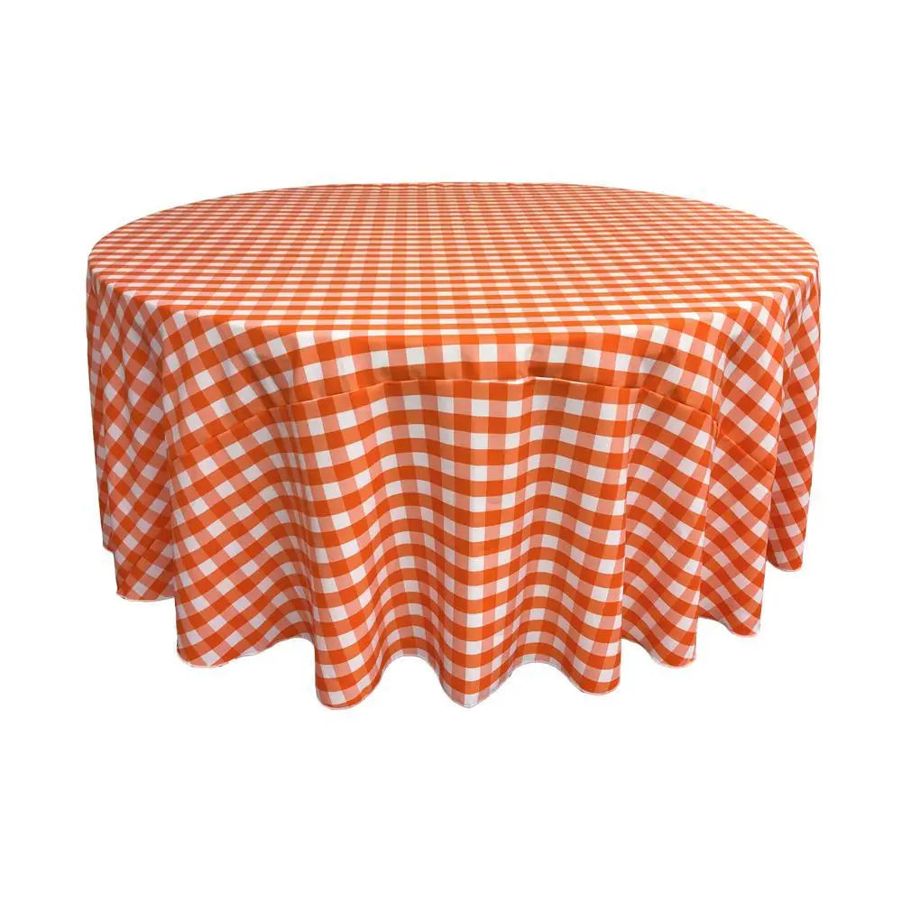 Orange Polyester Checkered Round 120″