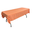 White Orange Gingham Checkered Polyester Rectangular Tablecloth 60″ x 108″