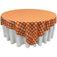White Orange Checkered Square Overlay Tablecloth Polyester 72″ x 72″