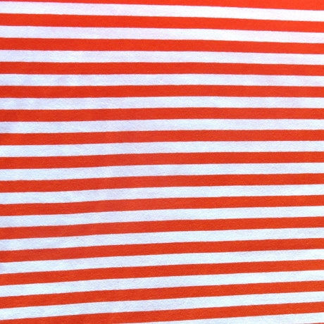 Cotton Lycra Orange and White 3/8" Stripe Knit Fabric