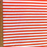 Cotton Lycra Orange and White 3/8" Stripe Knit Fabric
