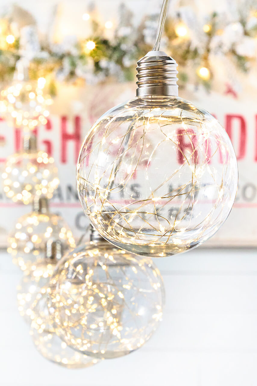 LED String Lights with Clear Balls - 6" Orbs