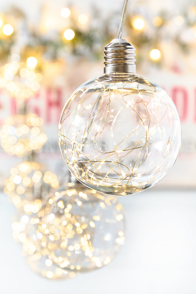 LED String Lights with Clear Balls - 6" Orbs