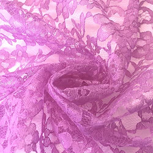 Orchid Raschel Lace Polyester Fabric - Orchid French Floral, 60" Width
