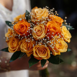 Yellow Orange Roses Bridesmaids Bouquets 6 Sets Fresh Flowers 19 Stems Each