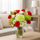 Heartfelt Christmas Arrangements Red Green White Holiday Flower Bouquet Festive Seasonal Floral Centerpiece