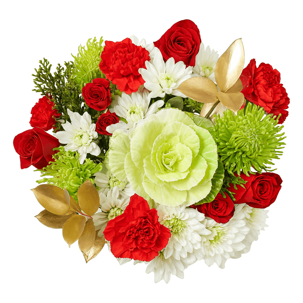 Christmas Reindeer Bouquets Red Green Holiday Flower Arrangement Festive Winter Floral Centerpiece