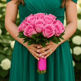 Dark Pink Rose Bridesmaids Bouquets 6 Sets Fresh Wedding Flowers 32 Stems Royal