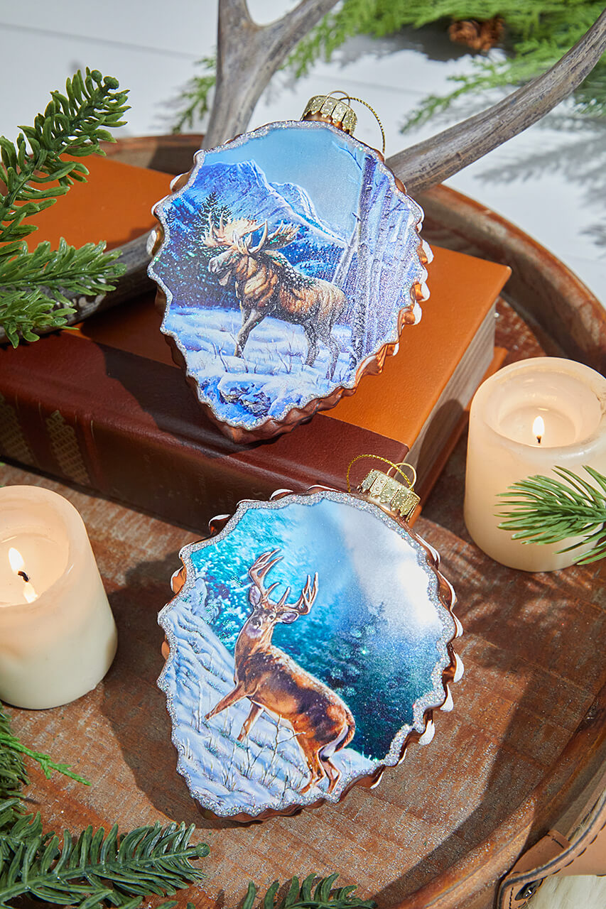 5" Glass Pinecone Ornament With Winter Scene