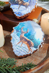 5" Glass Pinecone Ornament With Winter Scene