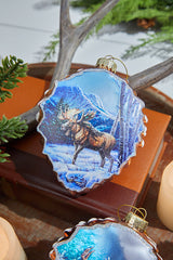 5" Glass Pinecone Ornament With Winter Scene