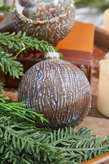 4" Glass Deer & Squirrel Scene Ball Ornament