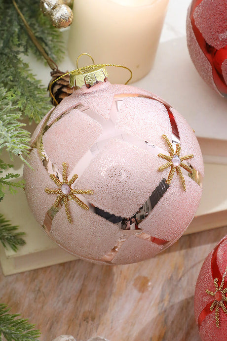 4" Glass Diamond Ball Ornament