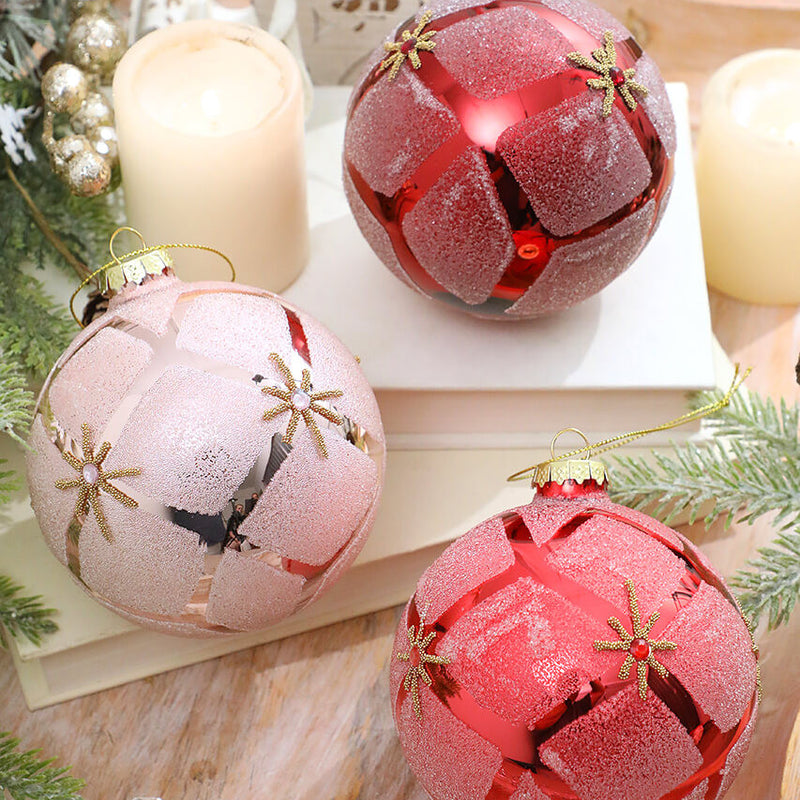 4" Glass Diamond Ball Ornament