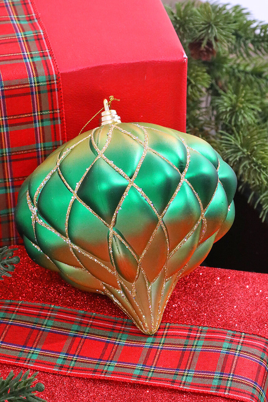 6 Inch Green Gold Onion Ornament