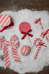 26” Frosty Peppermint Candy Cane with Bow Spray