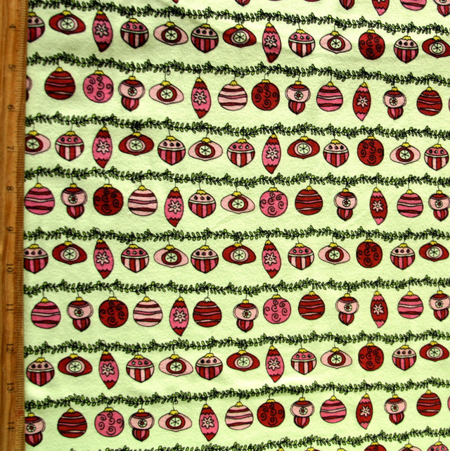 Cotton Knit Ornament Stripes on Green