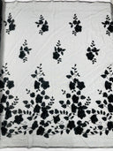 Orquidia 3D Floral Design Lace Polyester Fabric - Beaded Mesh Lace, Double Scallop, 54" Width (1 Yard)
