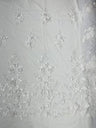 Orquidia 3D Floral Design Lace Polyester Fabric - Beaded Mesh Lace, Double Scallop, 54" Width (1 Yard)