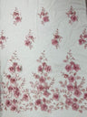 Orquidia 3D Floral Design Lace Polyester Fabric - Beaded Mesh Lace, Double Scallop, 54" Width (1 Yard)