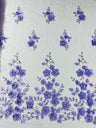 Orquidia 3D Floral Design Lace Polyester Fabric - Beaded Mesh Lace, Double Scallop, 54" Width (1 Yard)