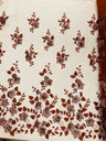 Orquidia 3D Floral Design Lace Polyester Fabric - Beaded Mesh Lace, Double Scallop, 54" Width (1 Yard)