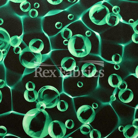 Oxygen Polyester Spandex Fabric - Blue, Green, Pink Water Bubble Print, 58-60" Width (1 Yard)