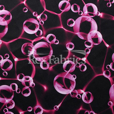 Oxygen Polyester Spandex Fabric - Blue, Green, Pink Water Bubble Print, 58-60" Width (1 Yard)