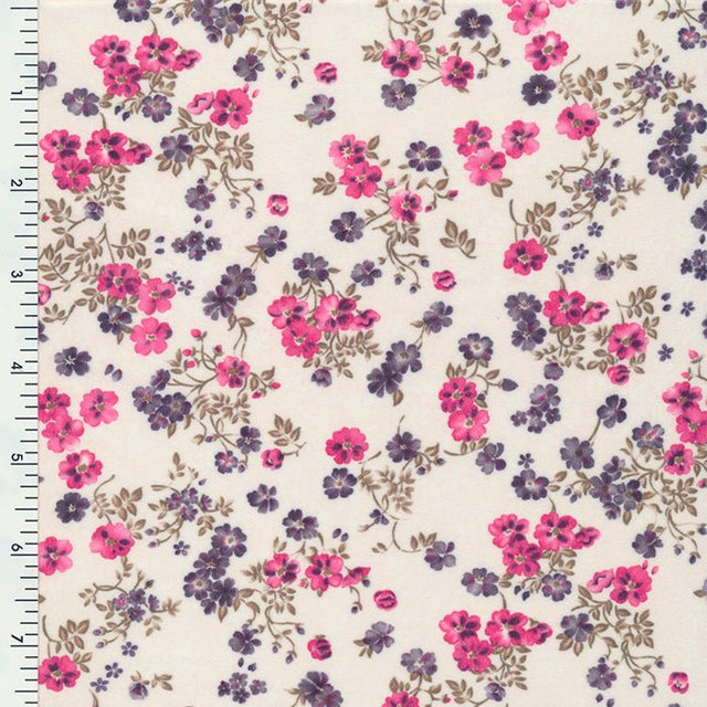Printed Spandex Poly Tricot White Pink Violet