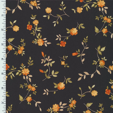 Poly Spandex Tricot Floral Black Yellow