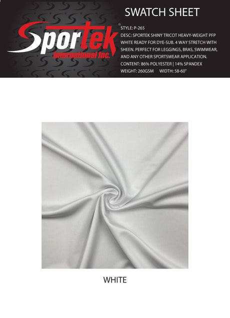 Shiny Tricot Spandex Heavy Weight White