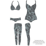 Printed Spandex Geometry Manila Gray Scale