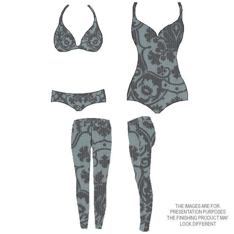 Printed Spandex Geometry Manila Gray Scale