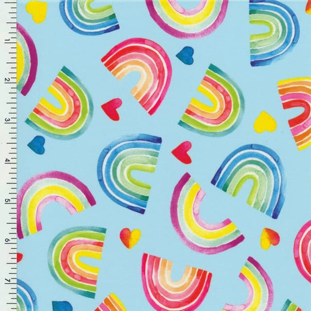 Printed Spandex Rainbow Heart Swimwear Fabric