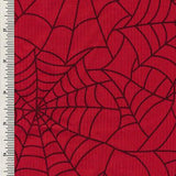 Printed Spandex Neon Green Black Spiderweb Halloween