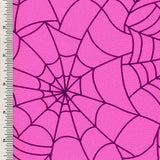 Printed Spandex Neon Green Black Spiderweb Halloween