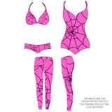 Printed Spandex Neon Green Black Spiderweb Halloween