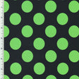 Printed Tricot Nylon Spandex Black Neon Lime Polka Dot