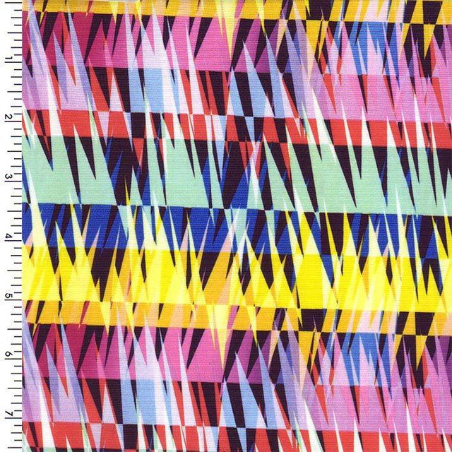 Printed Spandex Abstract Wave Yellow Multi