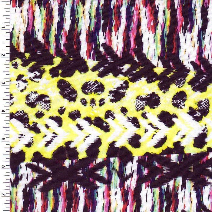 Printed Spandex Abstract Rainbow Multi-Color
