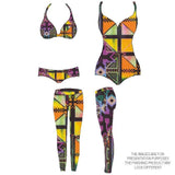 Printed Spandex Poly Tricot Pink Multi Geometric