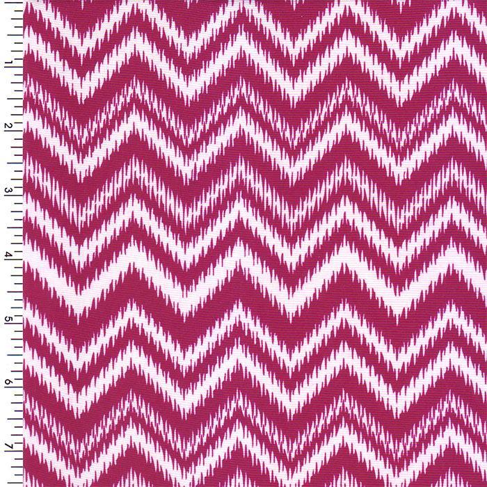 Printed Spandex Magenta White Chevron