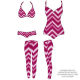 Printed Spandex Chevron Wave Plum/White