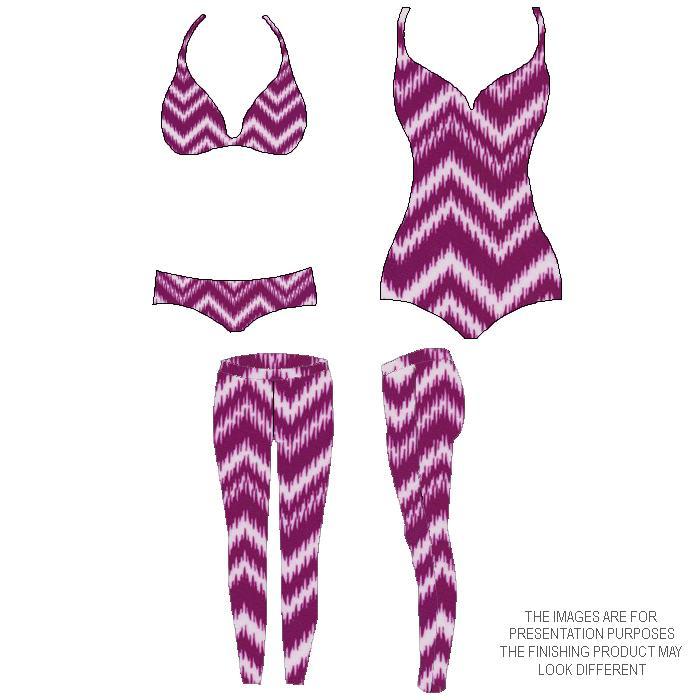 Printed Spandex Chevron Wave Plum/White