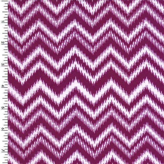 Printed Spandex Chevron Wave Plum/White
