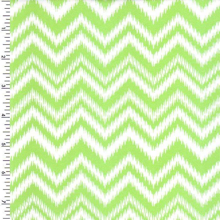 Printed Spandex Neon Yellow White Chevron