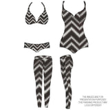 Printed Spandex Neon Yellow White Chevron